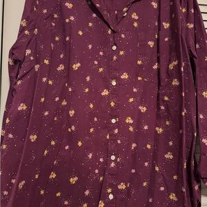 Old Navy Burgundy Floral Shirt